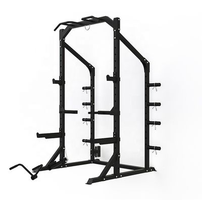 Treinador Multifuncional Smith Machine Cable Crossover Gym com e design cinza/preto