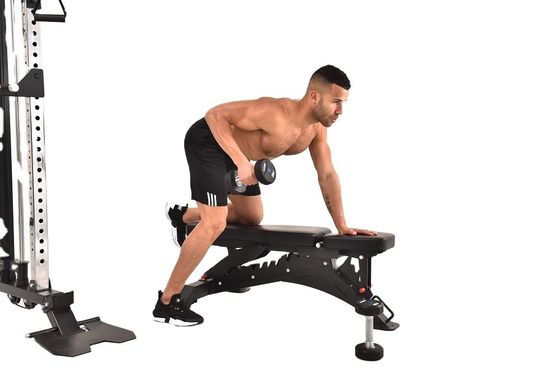 Banco ajustável de ginásio para exercícios de fitness multifunção em tamanho 1210x742x450mm