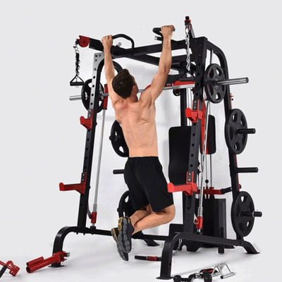 Equipamento de ginástica Máquina Smith Multifunção Cinza/Negra Com Empilhadeira Para Casa
