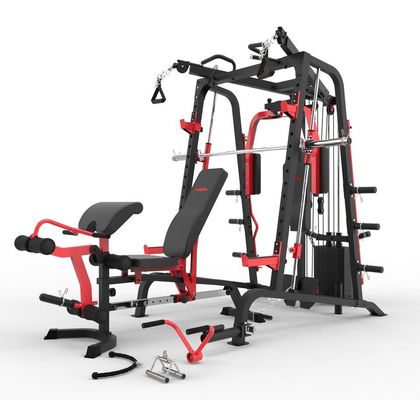 Equipamento de ginástica Máquina Smith Multifunção Cinza/Negra Com Empilhadeira Para Casa