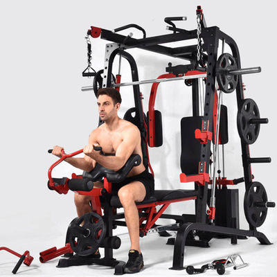 Equipamento de ginástica Máquina Smith Multifunção Cinza/Negra Com Empilhadeira Para Casa