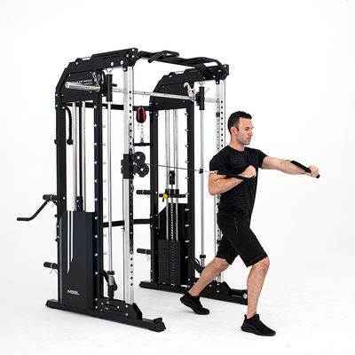 Desenho personalizado Metal cinza prateado tudo em um treinador máquina Smith para exercícios em casa