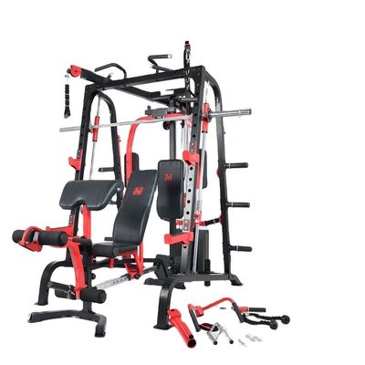 Unisex Training Gym Squat Rack com barras paralelas para puxar em preto e vermelho