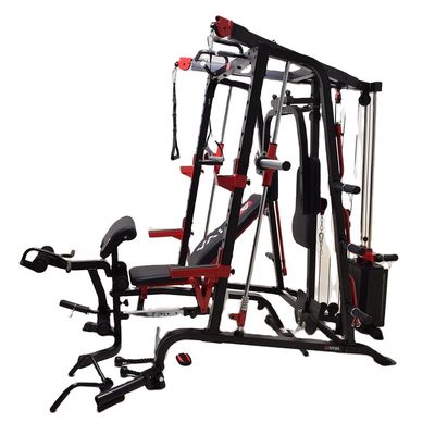 Unisex Training Gym Squat Rack com barras paralelas para puxar em preto e vermelho