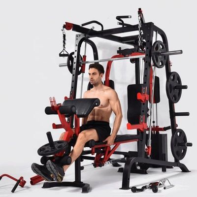 Unisex Training Gym Squat Rack com barras paralelas para puxar em preto e vermelho