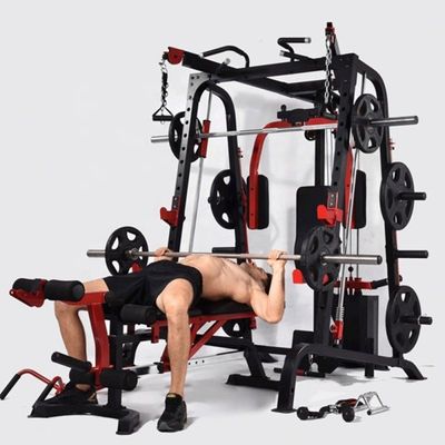 Unisex Training Gym Squat Rack com barras paralelas para puxar em preto e vermelho
