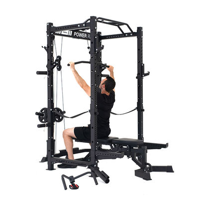 Barbell dobrável, agachamento, power rack, gaiola com traseira traseira e 360o para ginástica em casa.