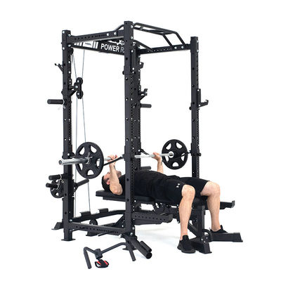 Barbell dobrável, agachamento, power rack, gaiola com traseira traseira e 360o para ginástica em casa.
