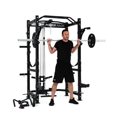 Barbell dobrável, agachamento, power rack, gaiola com traseira traseira e 360o para ginástica em casa.
